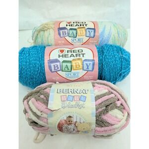 Mixed Red Heart Bernat Baby Blanket Super Bulky Yarn Lot of 3 3.5oz Skeins